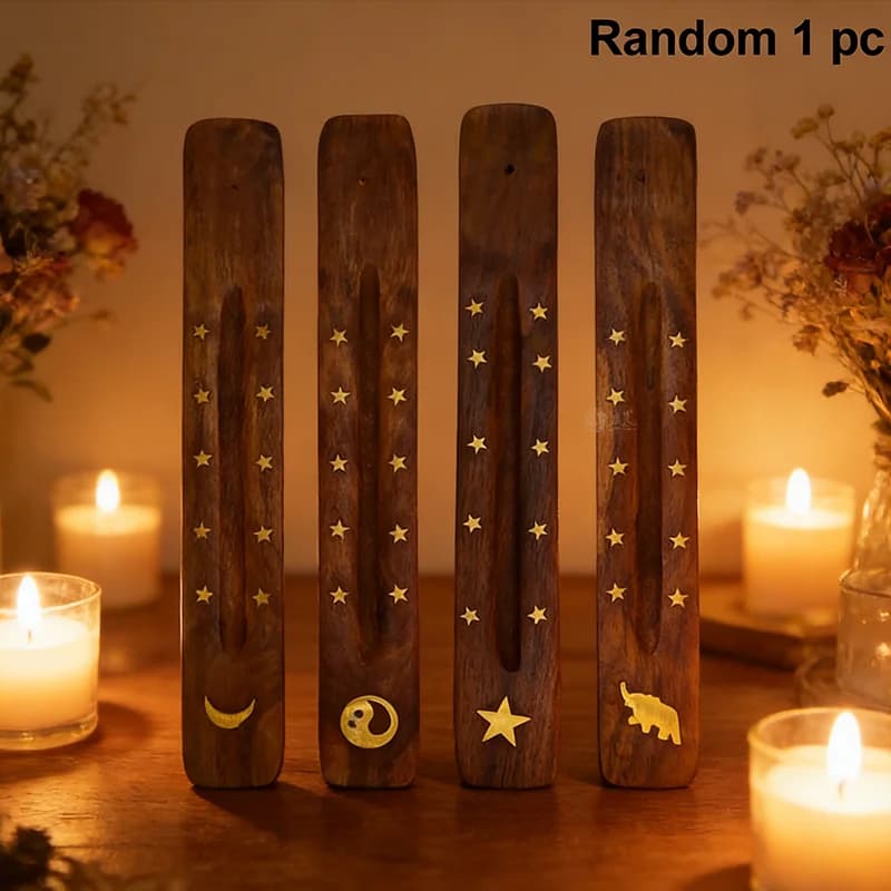 Porta Incenso in Legno ​ Portaceneri e Piatto per Aromaterapia, Supporto per Incenso Naturale, Pezzo Decorativo Fatto a Mano in Stile Zen