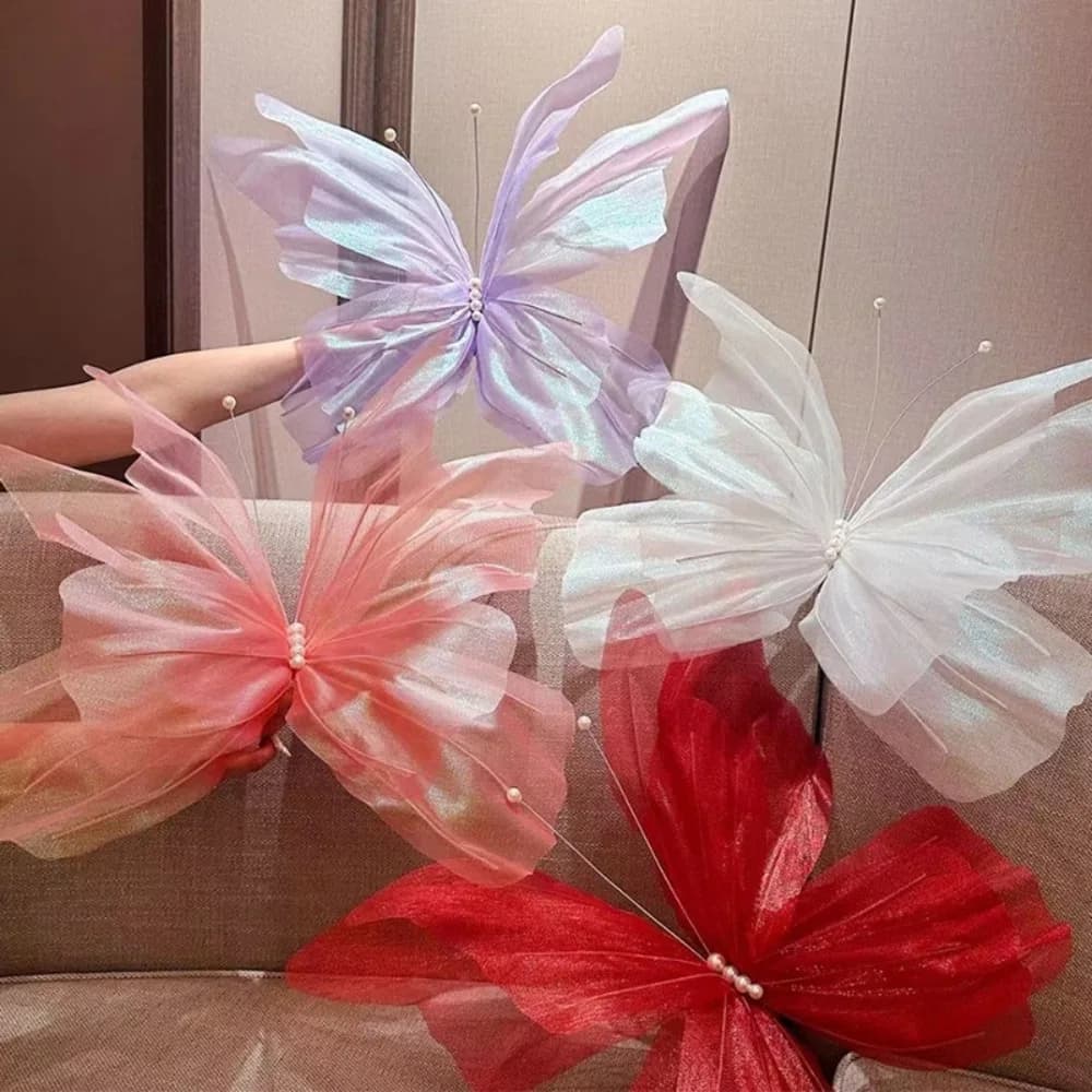 NUOVE fiori artificiali di farfalla di seta colorati 50 cm testa di fiore fiori artificiali giganti grandi farfalle da giardino