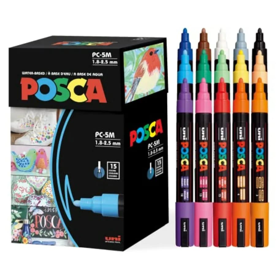 Paint Art Markers, Set of 15 5M Medium Acrylic Markers with Reversible Tips, Artist Recommended Paint Pens for Gifts, Decoratio