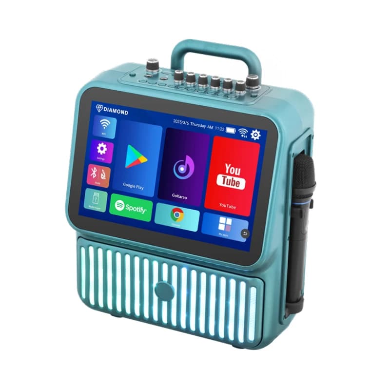 DM-D4 Karaoke Machine with 13.3" Touch Screen, 2 Singers Features a Vibrant Display and Powerful Sound for Indoor Outdoor Use