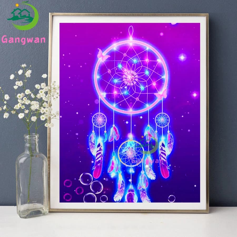 5D DIY Rhinestones Diamond Painting Full Round Drill feather Picture Paint By Numbers dream catcher Cross-stitch Kits Embroidery