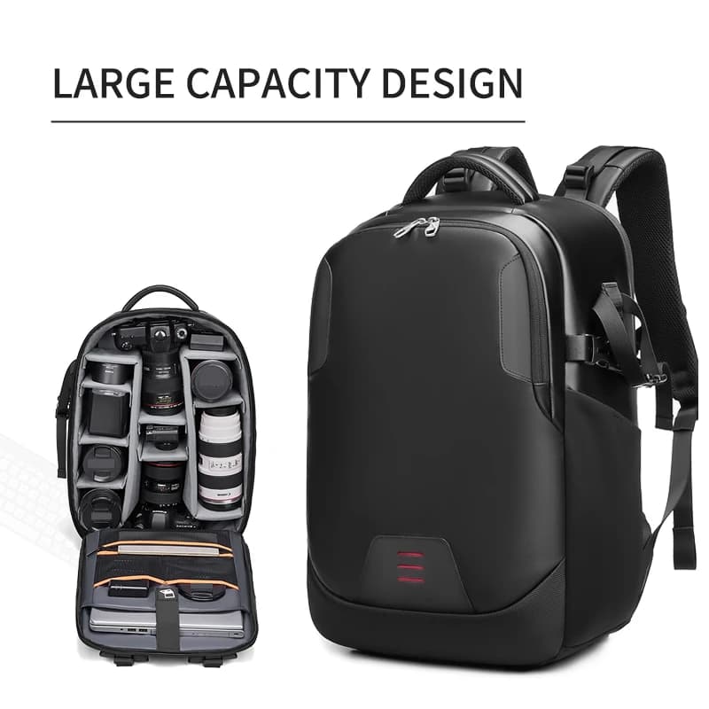 Zaino per fotocamera professionale SLR da viaggio da uomo con staffa per treppiede staccabile in uno zaino per Laptop da 16 pollici impermeabile da viaggio da 40 litri