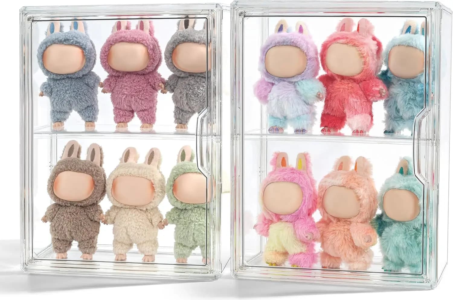 Confezione da 2 Vetrine Espositive in Acrilico Trasparente per Bambole da Collezione, Scatola Trasparente con Ripiani per Action Figure
