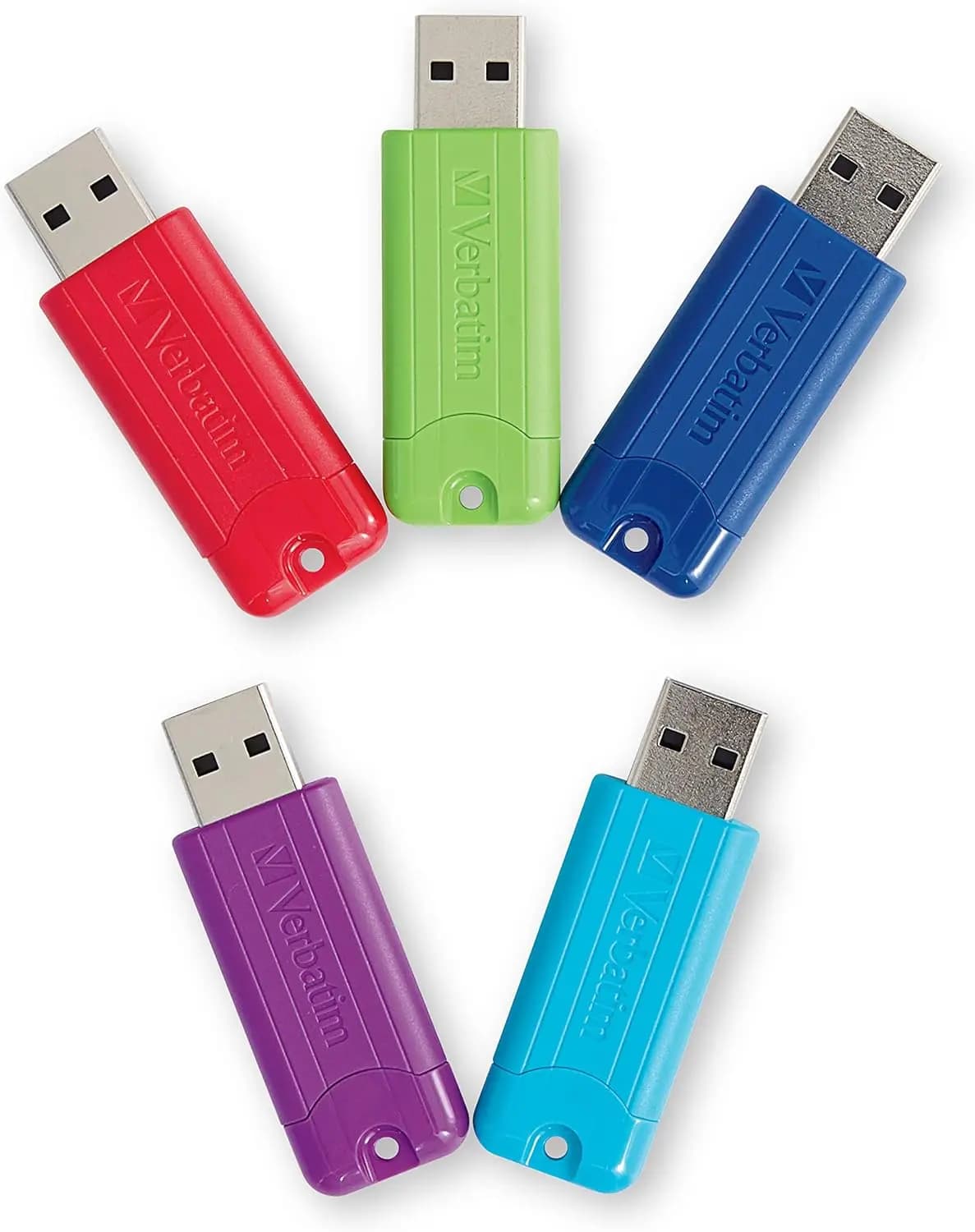 Chiavetta USB 3.2 Gen 1 Retrattile da 64GB, Confezione da 5 in Multicolore (Verde, Blu, Rosso, Viola, Ciano) - Trasferimento Dati Veloce