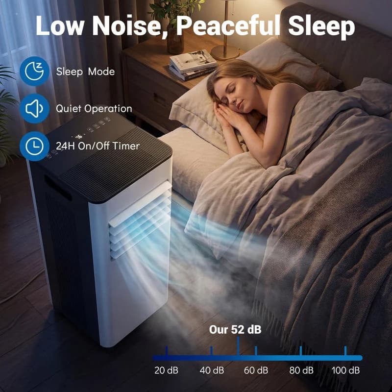 Condizionatore d'Aria Portatile da 8000 BTU con Ventilatore, Deumidificatore e Display LED