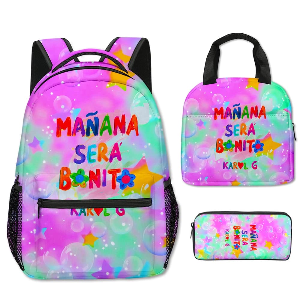 Trendy Popular Funny Manana Sera BonitoI 3D Print 3pcs/Set School Bags Laptop Daypack Backpack portable Lunch bag Pencil Case