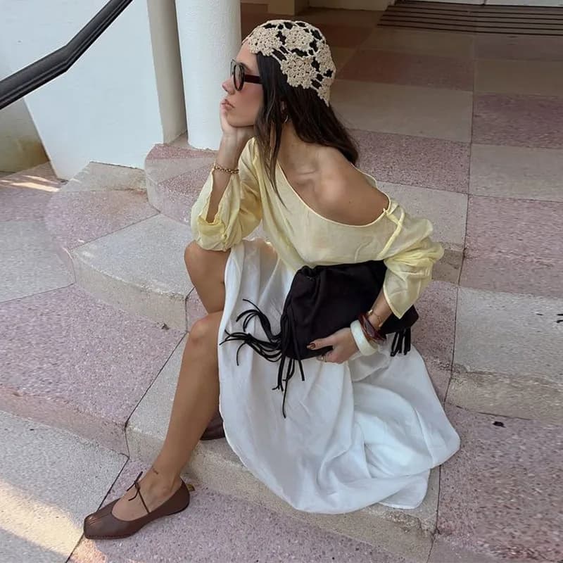Cappello lavorato a mano in stile coreano con fiori all'uncinetto, sottile, per primavera ed estate, da donna, in lana traforata, dolce berretto lavorato a maglia