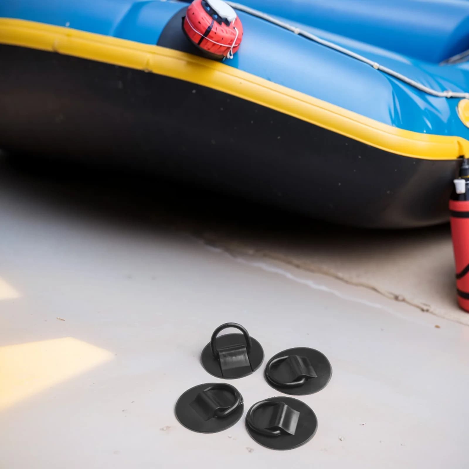 4 cerotti con anello a D Patch con anello a D 11 g 6 cm di diametro Nero bianco Canoe Dinghys Kayak Stand-up Paddle Boards