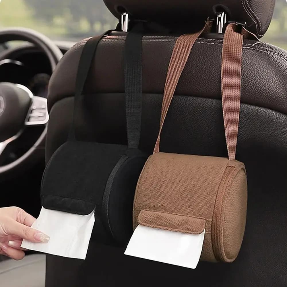Porta fazzoletti da appendere per auto con cinturino con cerniera liscia Borsa per fazzoletti da appendere regolabile salvaspazio per carta igienica da campeggio