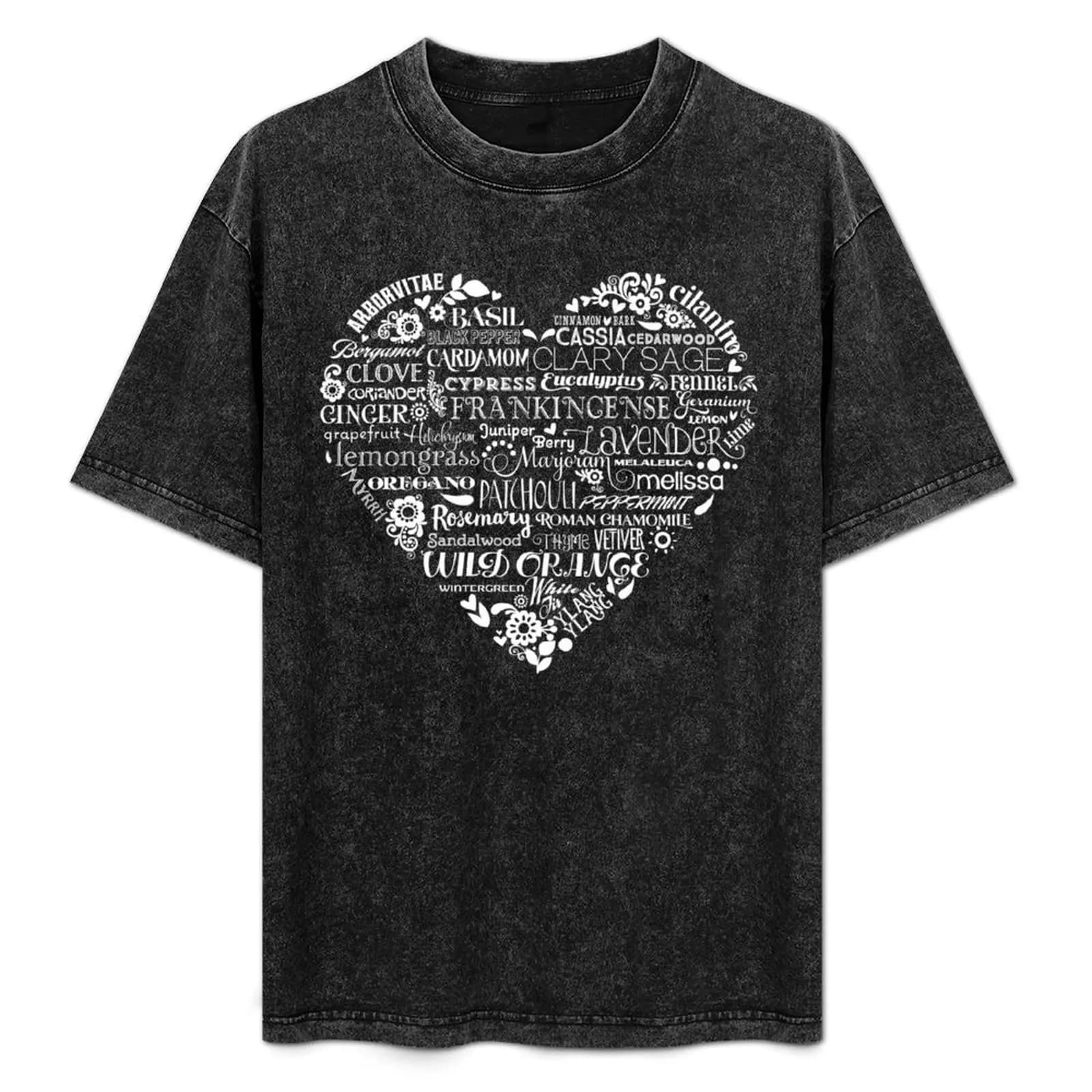 T-shirt Essential Oil Heart, maglietta a maniche corte per outfit quotidiano basic