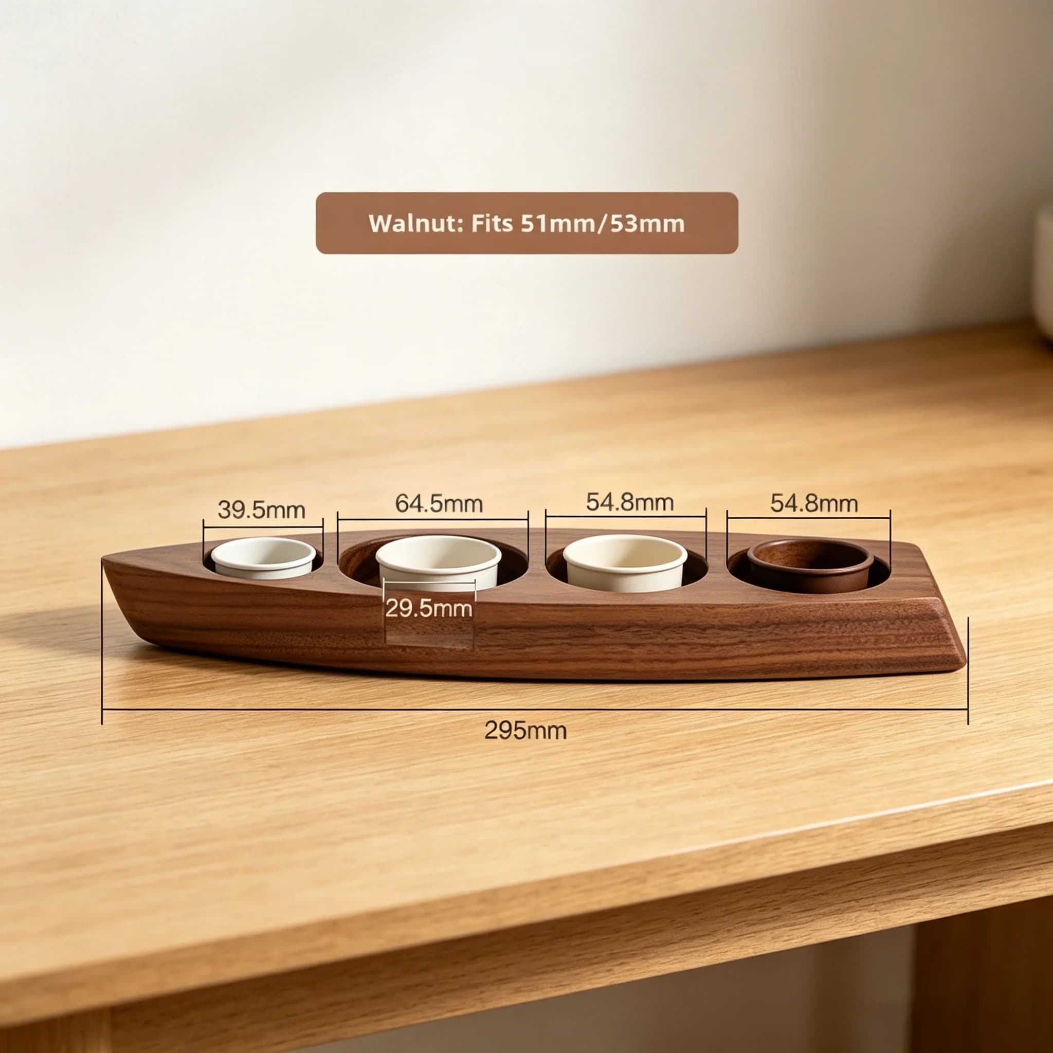 Portacandele a forma di barca in legno di faggio con 4 fori, supporto per tealight per decorazioni da tavola, casa, matrimoni, adatto a candele da 51mm/53mm