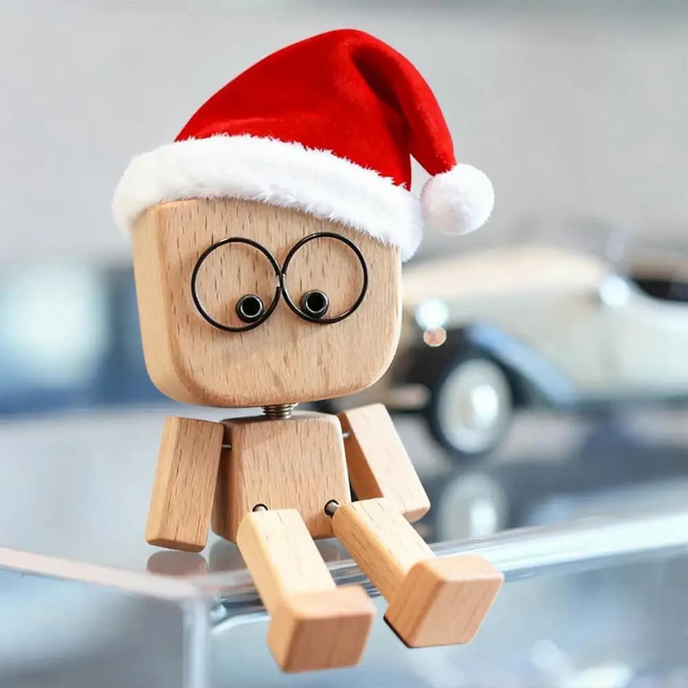 1 Set Natale Scuotendo Uomo di Legno Natale Blocco di Legno Uomo con Gambe Scuotendo 12 Magnetico Divertente Babbo Natale Figurine Decorazione Della Casa