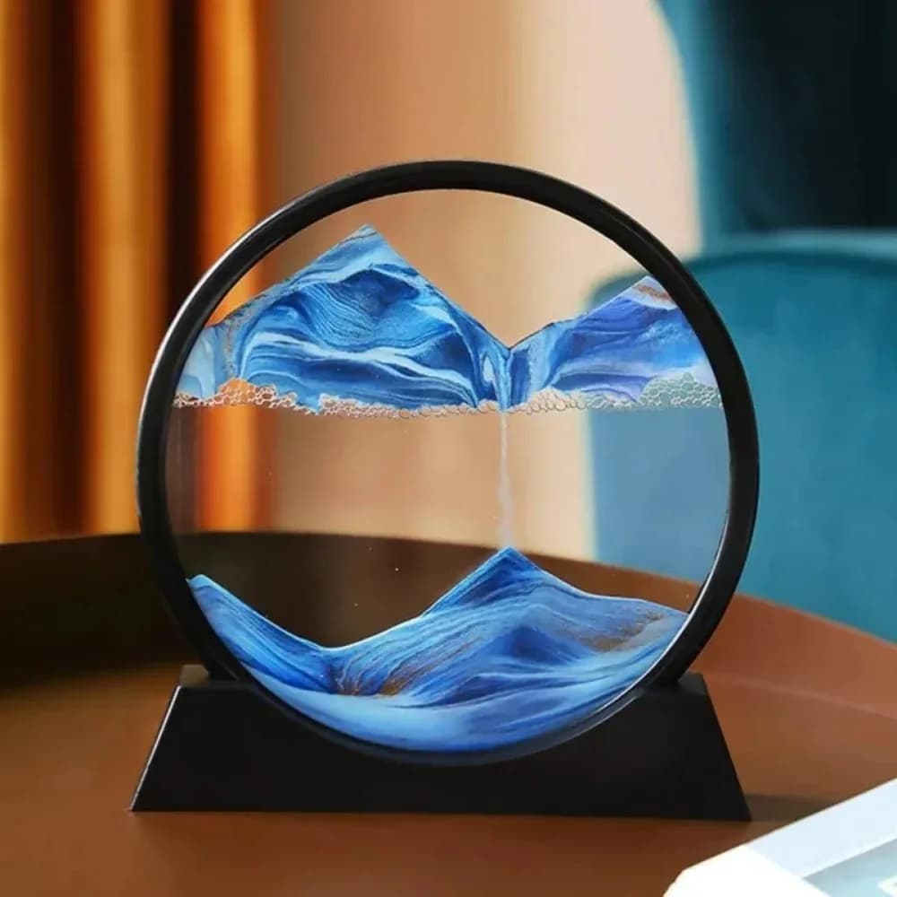 Clessidra 3D Sabbie mobili Sabbia Immagine artistica Vetro rotondo Mare profondo Paesaggio di sabbia Artigianato che scorre Pittura Home Office Decorazione del lavoro