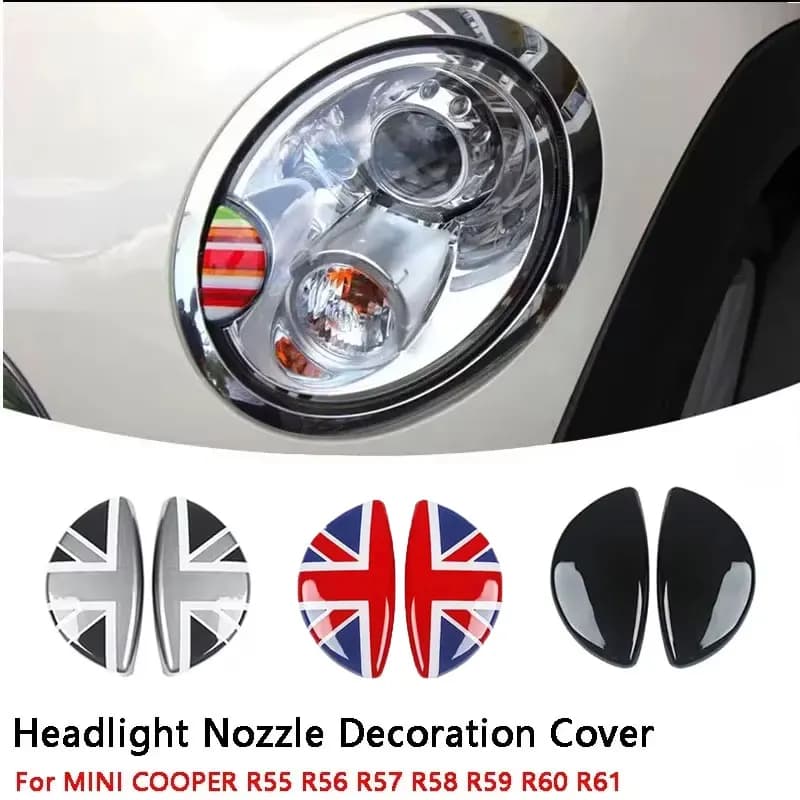 2PCS Headlight Nozzle Decoration Cover For Mini Cooper S One Clubman For R55 R56 R57 R58 R59 R60 R61 Car Accessories