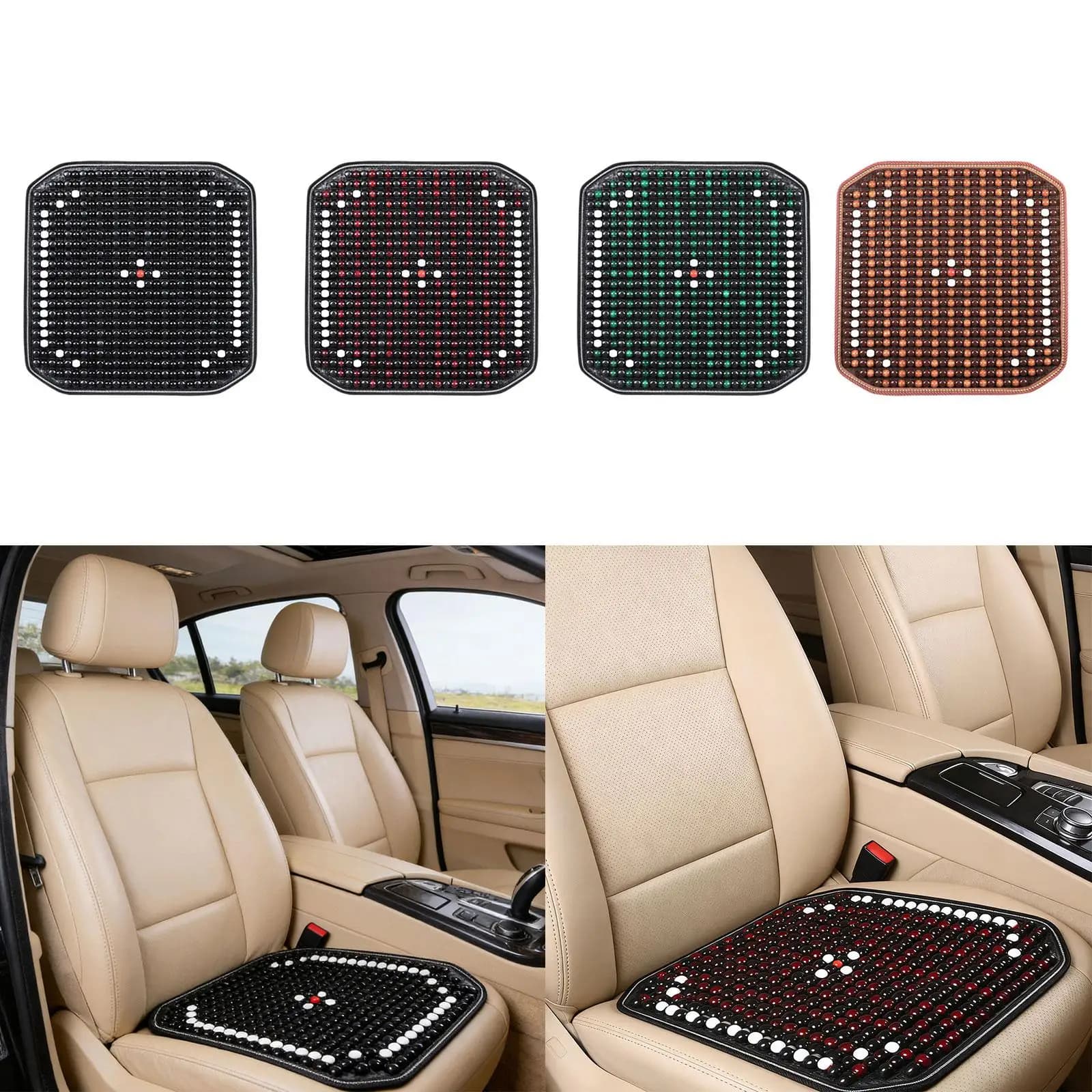 Ventilated Wood Beading Bearing, Universal Square Refreshing Mat for Auto, Adjustable Office Chair, Interior Decoration