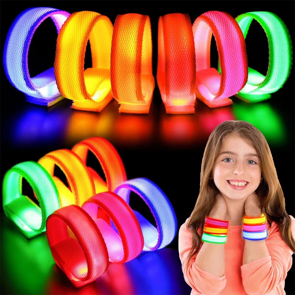 LED Reflective Bracelet in Nylon Adjustable Luminous Charm for Night Racing Climbing Band Security for Open Bright Sports