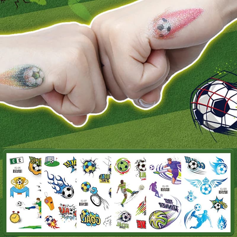 MXporary Tatuaggi per bambini Calcio Calcio Adesivo tatuaggio falso Viso Maniche braccio Impermeabile Uomo Kid Boy