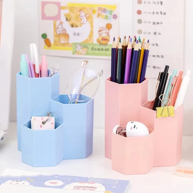 1Pc Three Grid Laptop Office for Students Multifunctional Desktop Storage Box Make-up Brush Chancellery Storage Box for Small Objects Gift