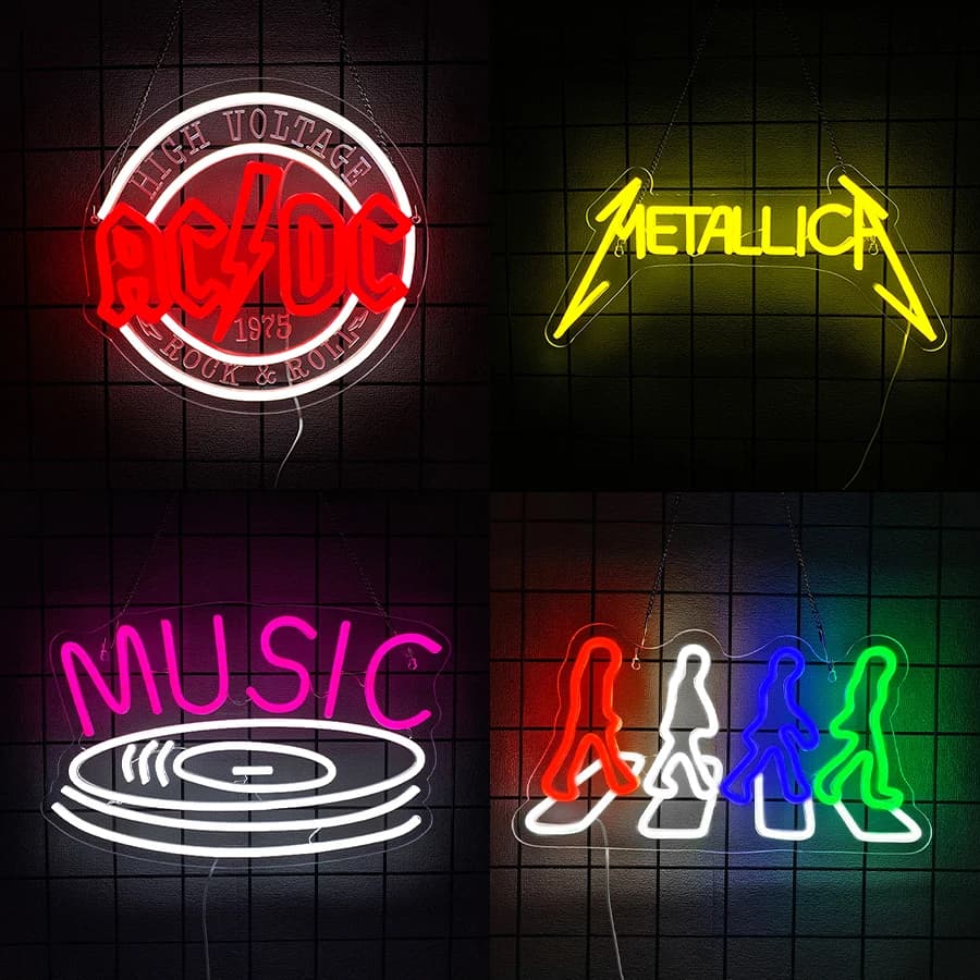 insegna al neon della serie musicale per la decorazione della parete, insegna illuminata per la camera da letto, decorazioni per musica da studio, negozio di record dal vivo, miglior regalo per gli amici