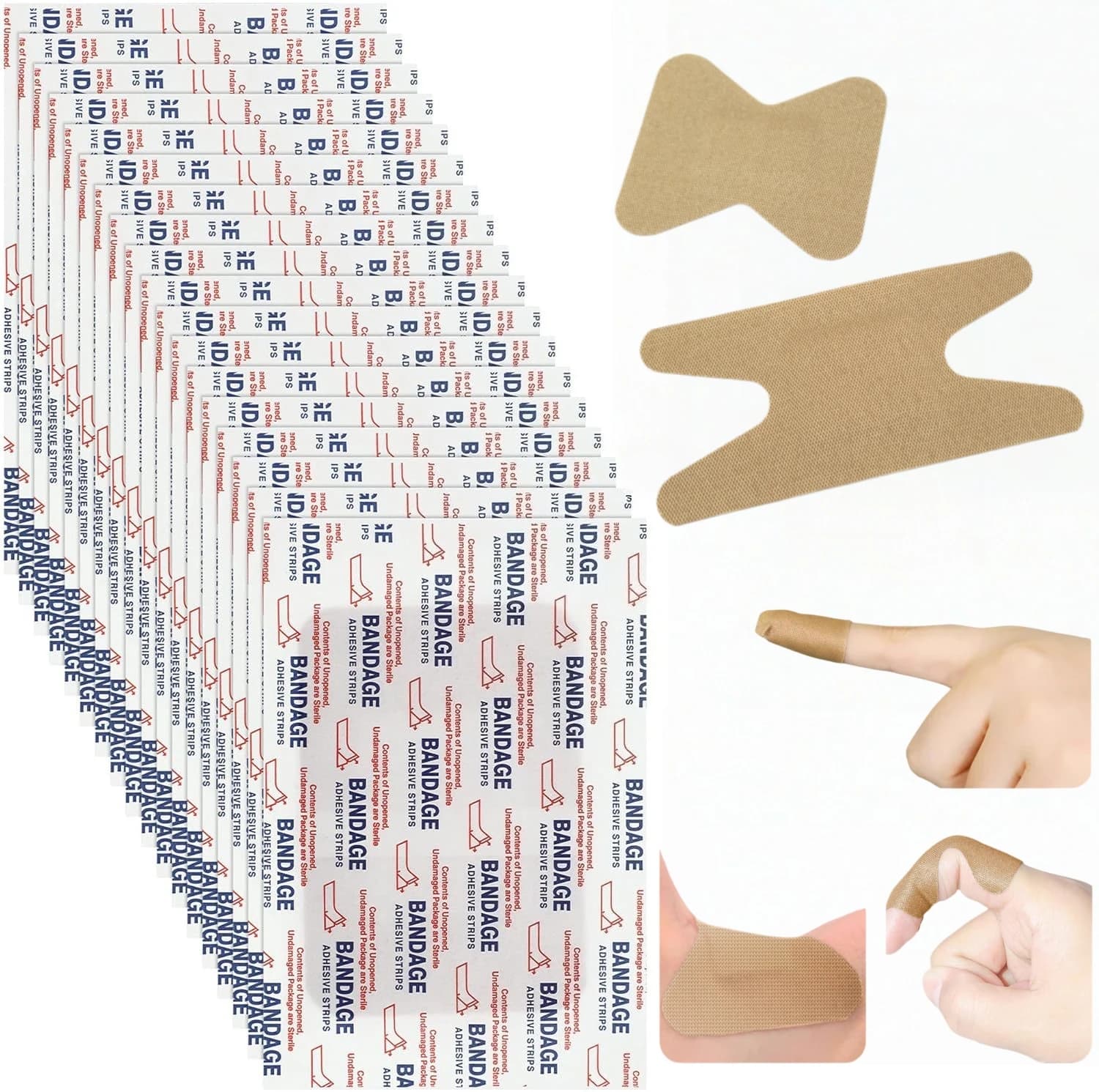 100Pcs Sterile Adhesive Bandages Fabric Knuckle H Butterfly Waterproof Wound Dressing Medical Skin Care First Aid Kit