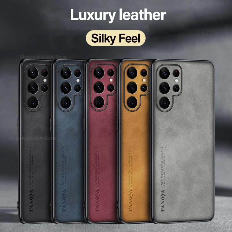 Custodia di Lusso in Pelle di Pecora per Samsung Galaxy S26 S25 S24 S23 S26 Ultra Plus - Cover Posteriore