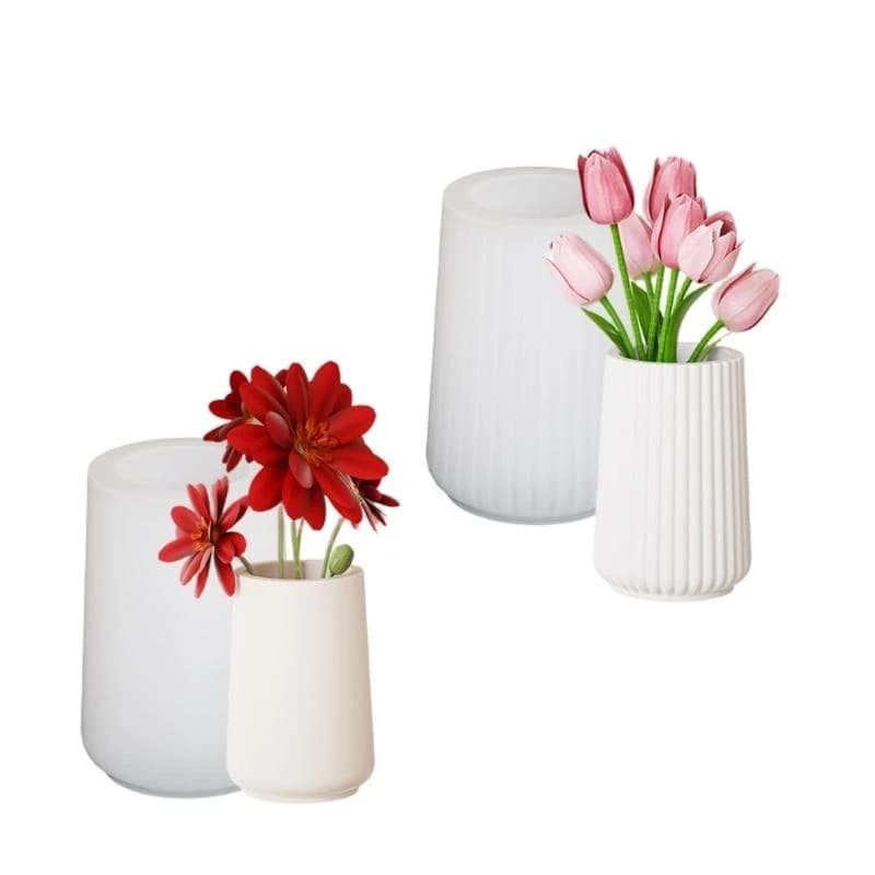 3XUA Handcraft Round Vase Silicone Mould for Epoxy Resin and Plaster Projects