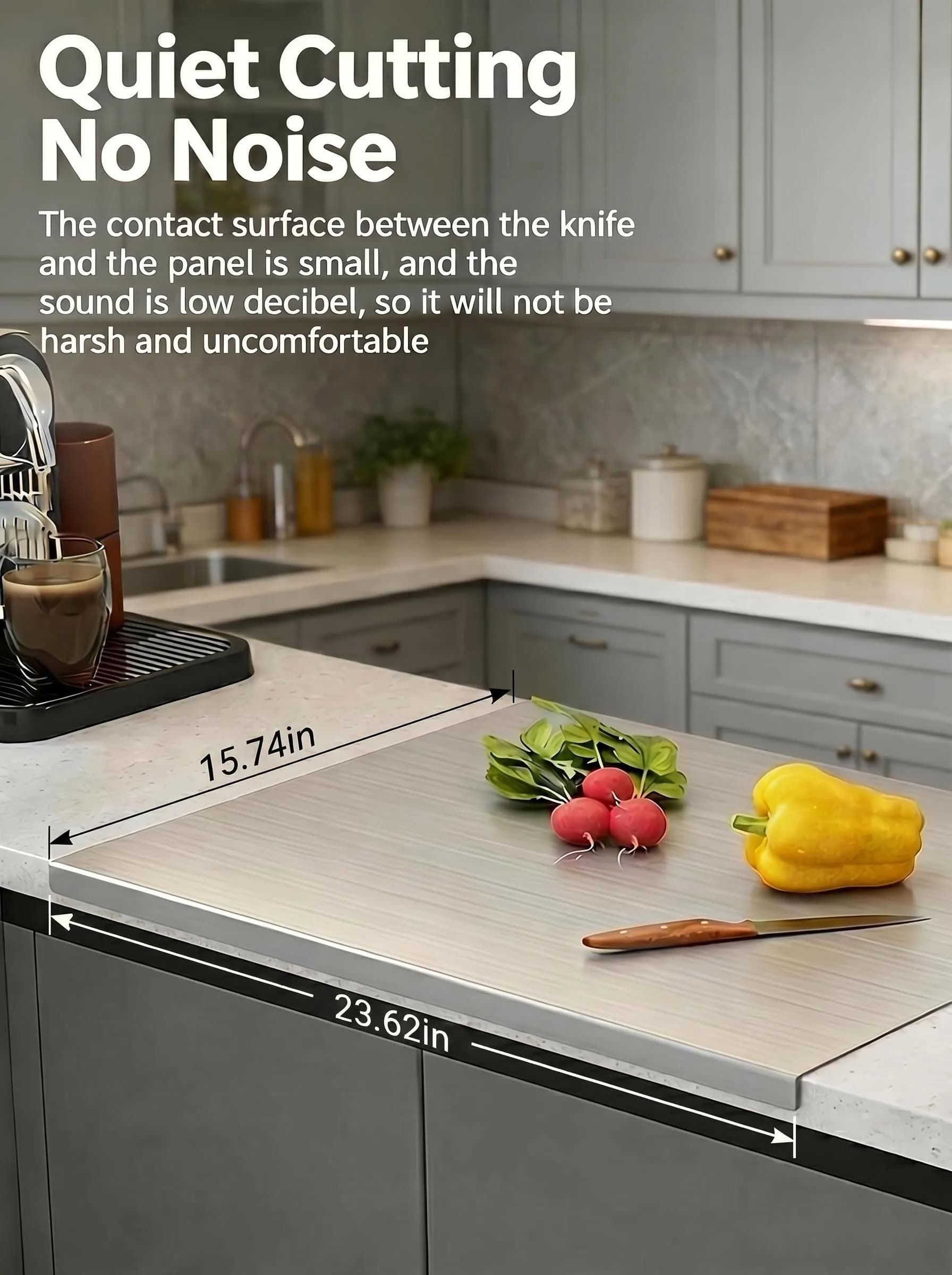 Tagliere in Acciaio Inossidabile con Bordo, Taglieri da Cucina in Acciaio Inox 304 con Bordo e Antiscivolo per Carne, Verdure, Frutta e Cottura