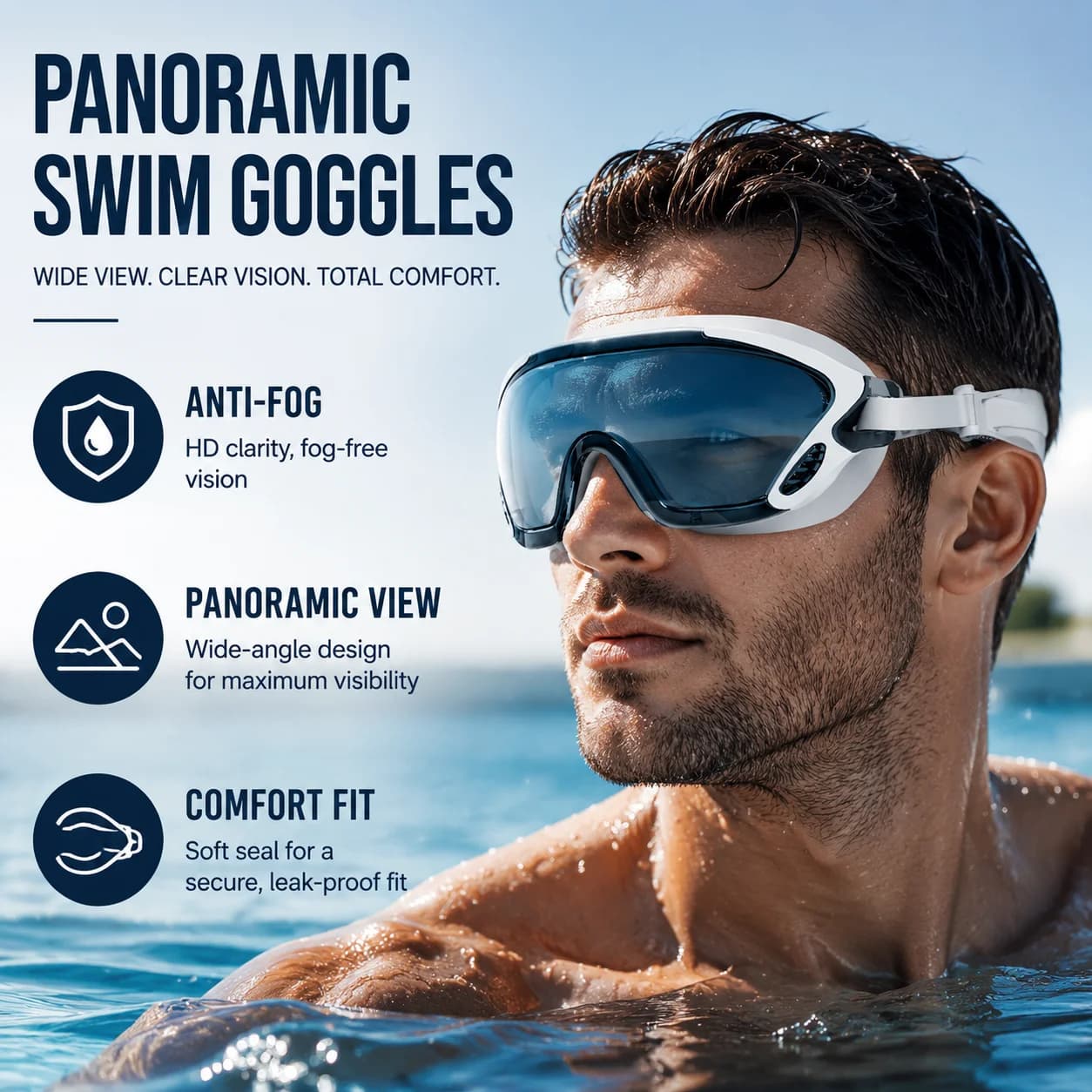 Large Frame Professional Swimming Goggles Men Waterproof and anti Fog Pool Swimming Glasses, Women's Diving Eyewear