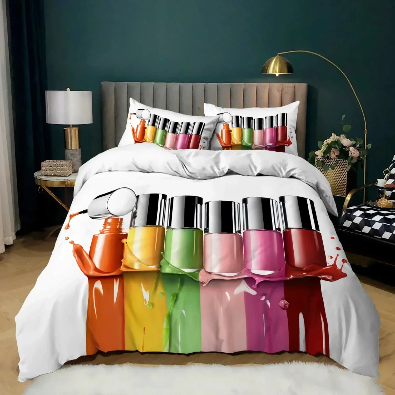 Cosmetic Makeup Theme Comfortable Duvet Quilt Cover Pillowcase Bedding Set Children Bedroom Decoration Home Textile