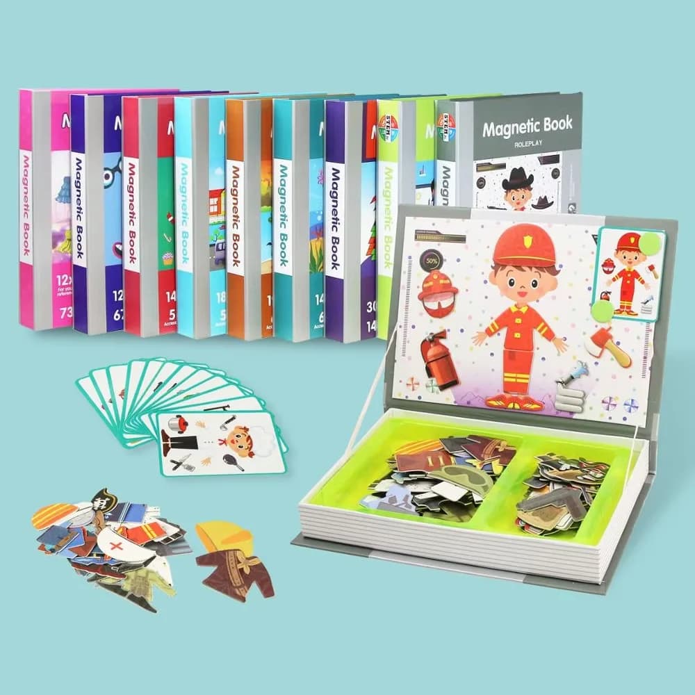 Bambini Intelligenti Puzzle 3D Giocattoli Puzzle Magnetico Libro Giochi di Formazione Cervello Giocattoli Educativi Montessori per Giocattoli di Natale Regali per Bambini