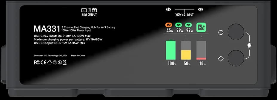 Caricabatterie intelligente ISDT MA331 da 200 W per caricabatteria drone DJI Air3