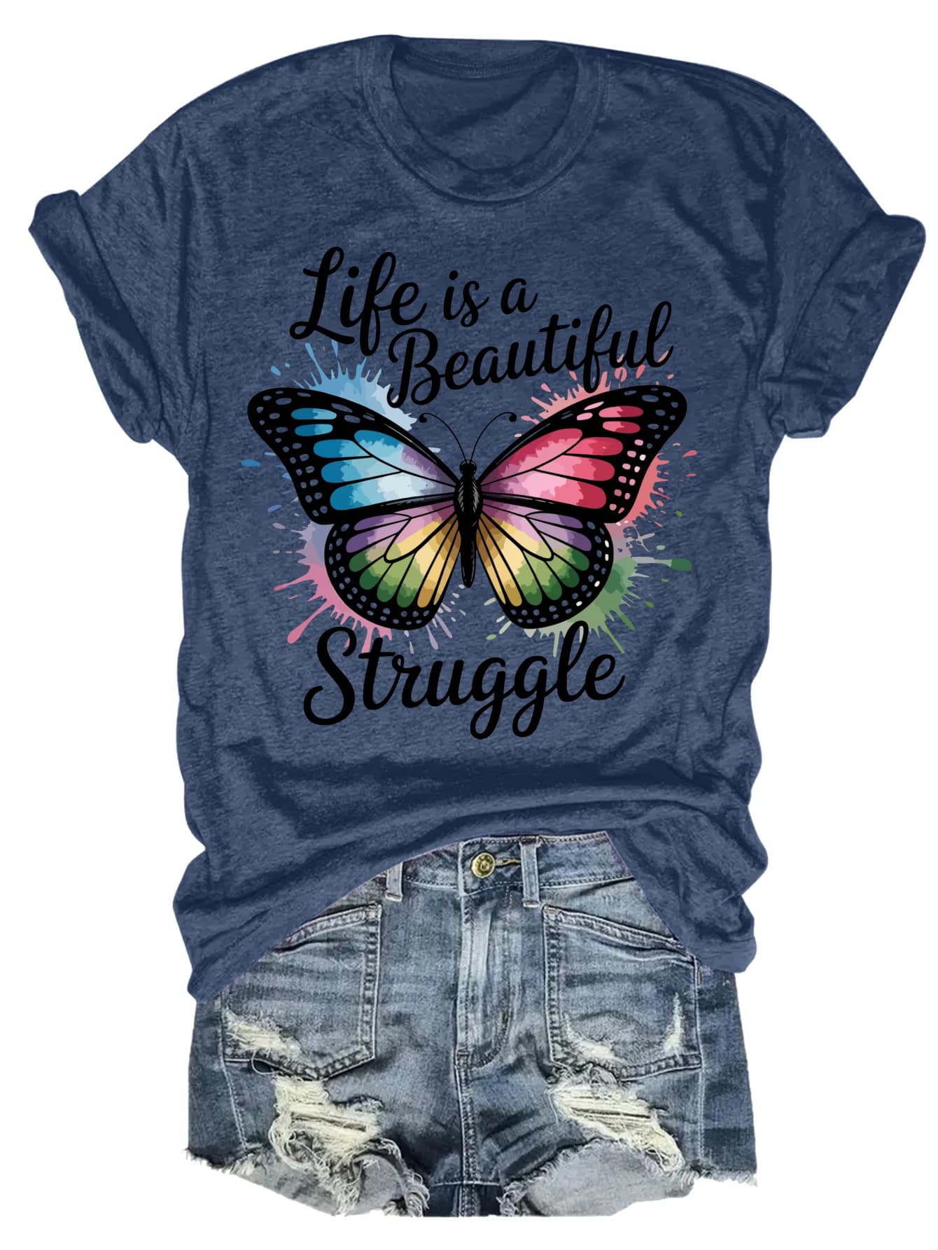 Gilet da donna taglie forti Life Is A Beautiful Struggle, adatto per lo sport e l'uso quotidiano, abbigliamento femminile, camicie casual estive