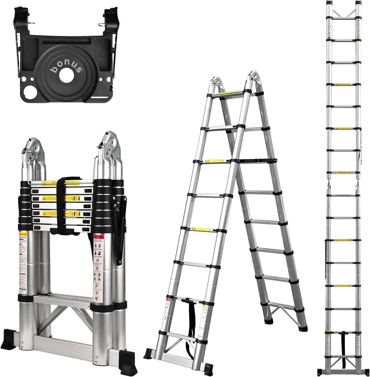 Scala a Telaio a A, Scala Telescopica Compatta in Alluminio da 5 Metri, Scala Portatile per Camper e Roulotte per Viaggi all'Aperto