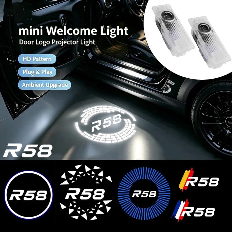 2PCS LED Car Door Welcome Ghost Shadow Courtesy Projector Badge Lamp Decor for Mini Cooper JCW R58 2011‑2014 Auto Accessories