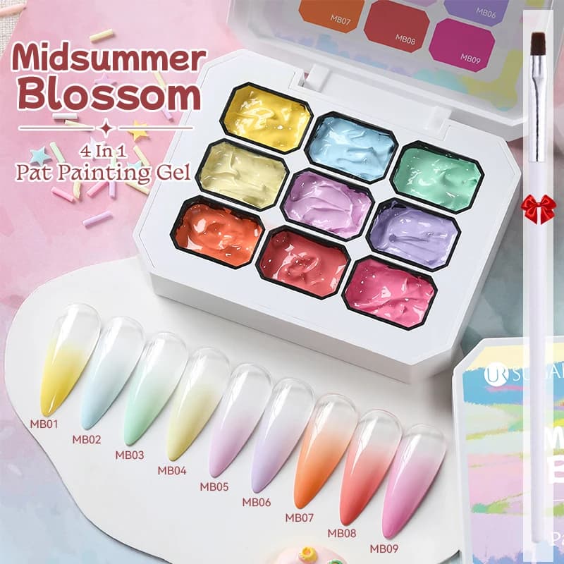 UR SUGAR Set di 2 Smalti Gel per Pittura Unghie con Pennello, Kit per Manicure Francese Fai-da-Te, Gel UV ad Alta Pigmentazione per Stamping