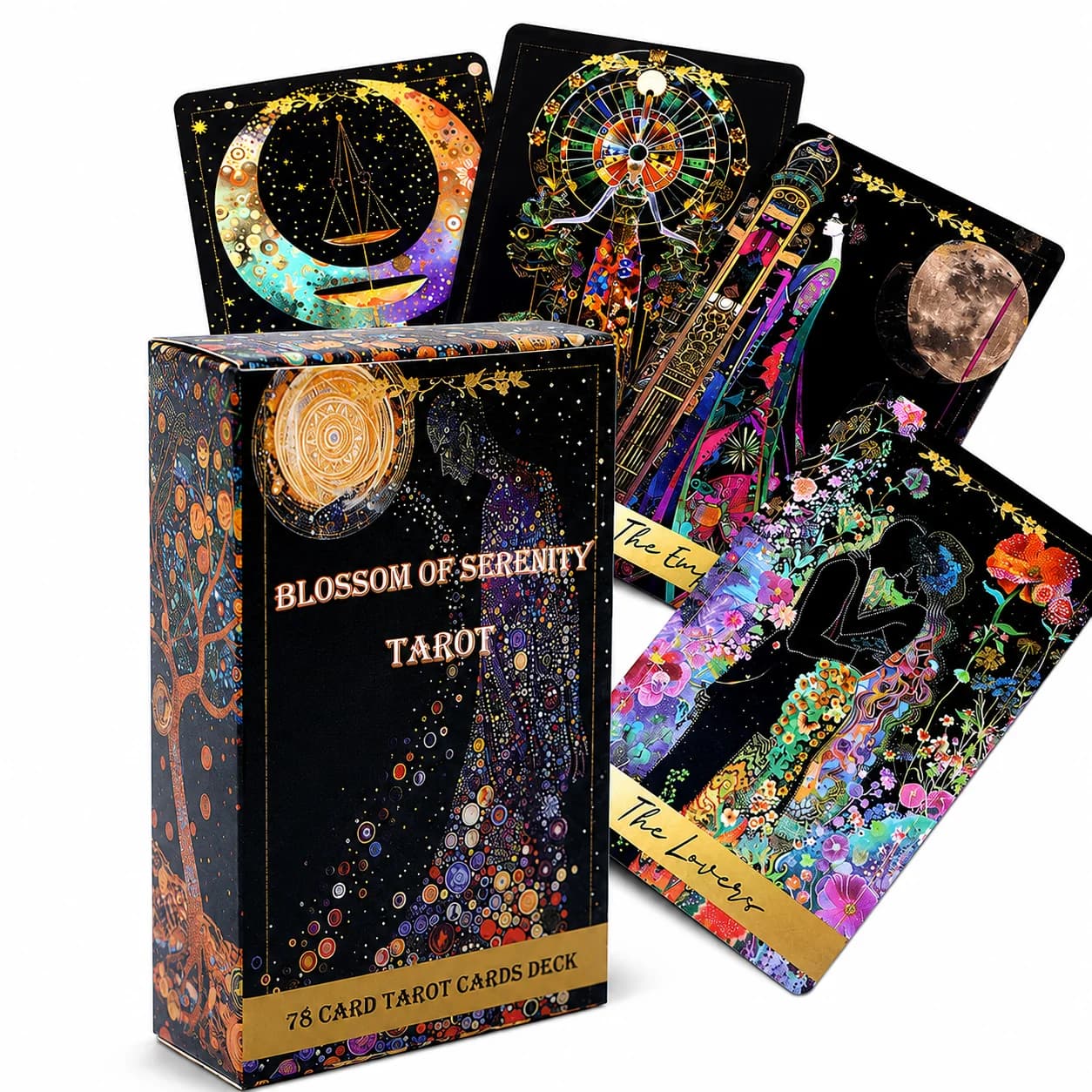 Blossom Of Serenity Tarot Deck 78 Cards Mystic Oracle Divination Cards Colorful Floral Moon Fortune Telling Card Set Spiritual G