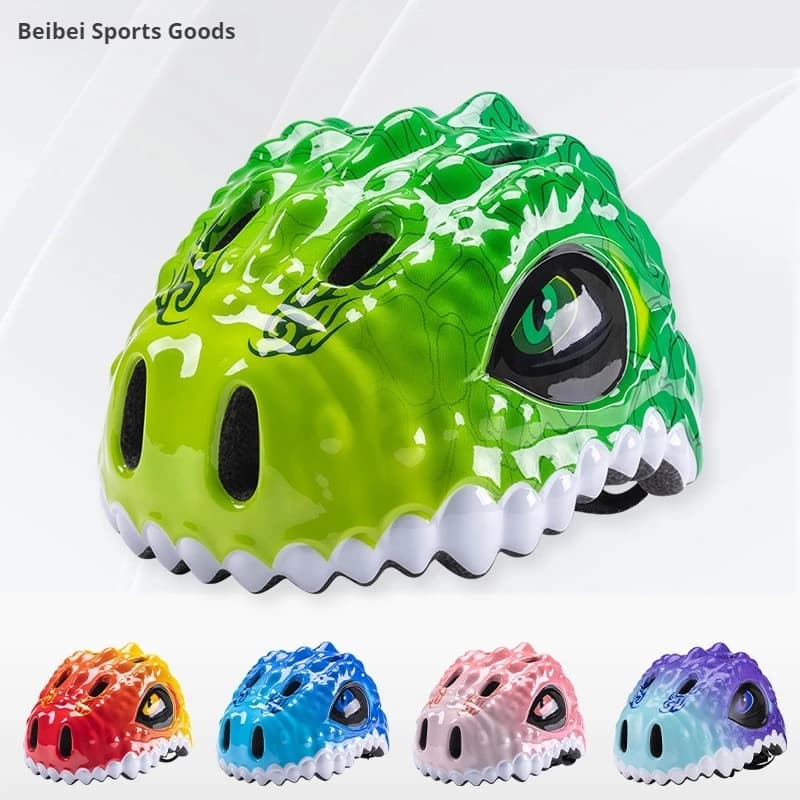 Nuovi bambini traspirante dinosauro cartone animato bicicletta skateboard pattini a rotelle casco equilibrio bici casco da equitazione attrezzatura da ciclismo