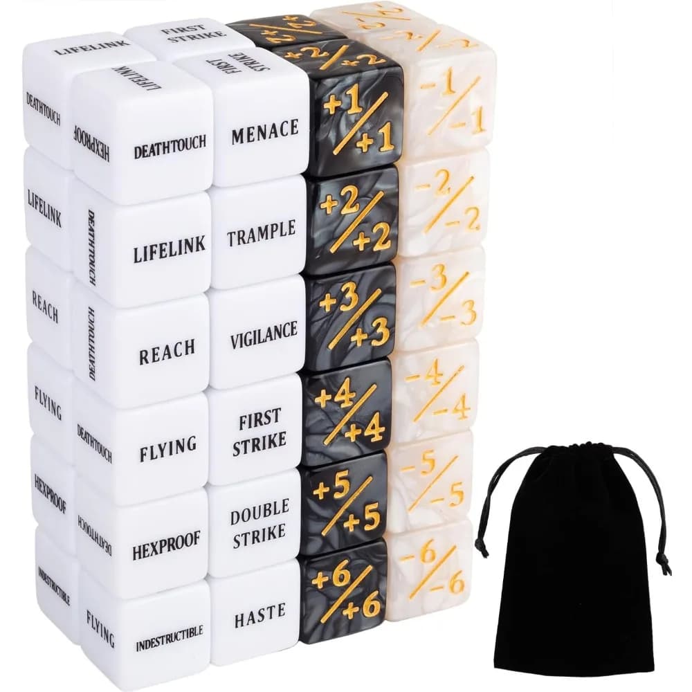 48 Pieces Counter Dice Plus One MTG Dice Counters Set Creature +1 Tokens for MTG, TCG, Magic Card Games Accessories