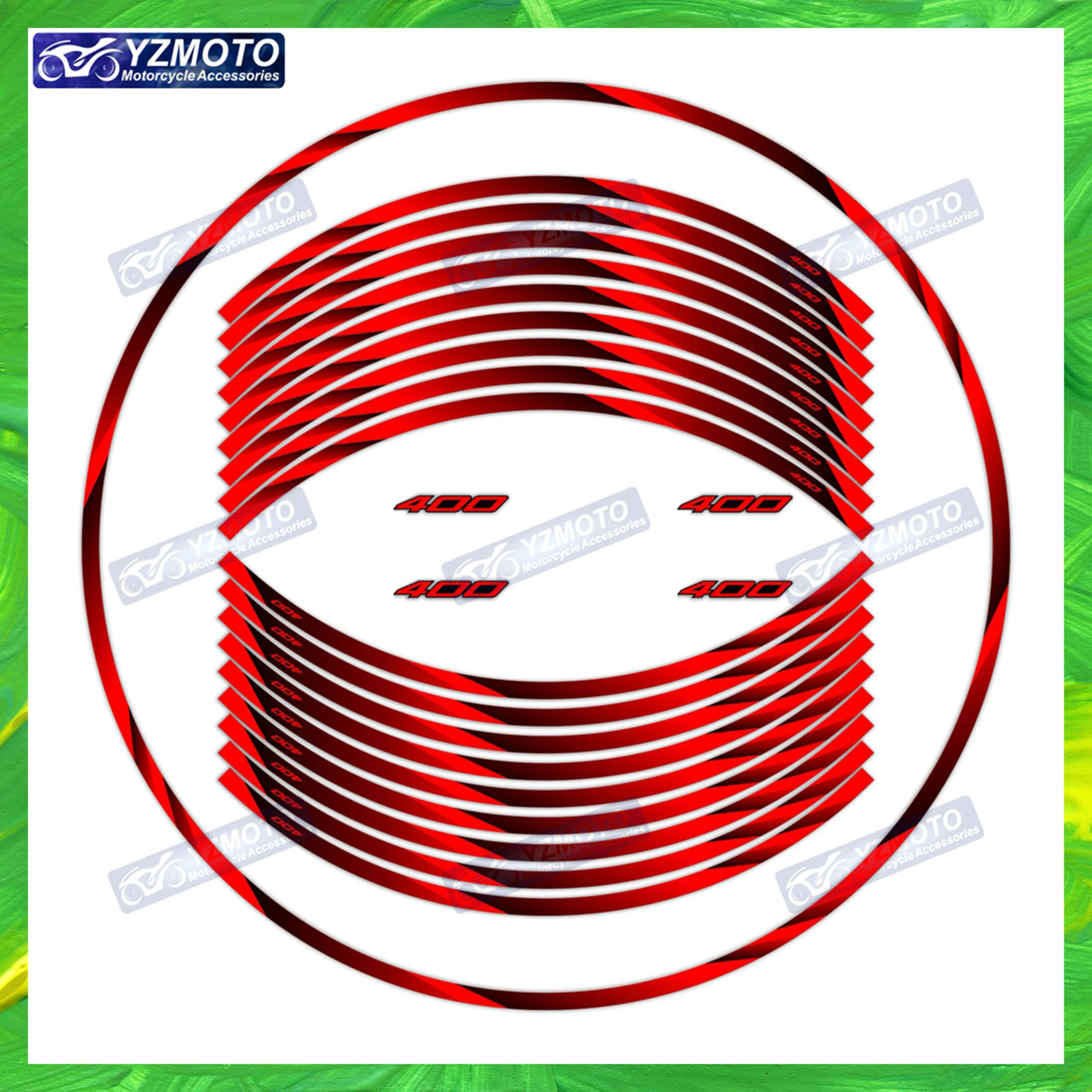 For NINJA400 NINJA 400 Motorcycle 17 Inch Front And Rear Wheel Hub Sticker Decal Waterproof Reflective Rim Stickers Decorate