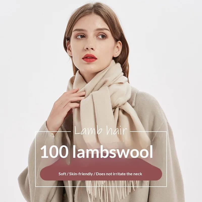Solid color wool scarf women's autumn and winter thickened warm shawl couple student long scarf men's small fresh