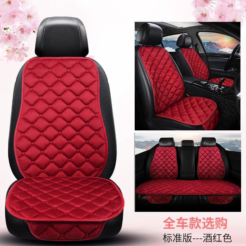 Winter car seat cushion in thickened plush, warm three-piece set, five-seat universal single-piece backrest with free binding