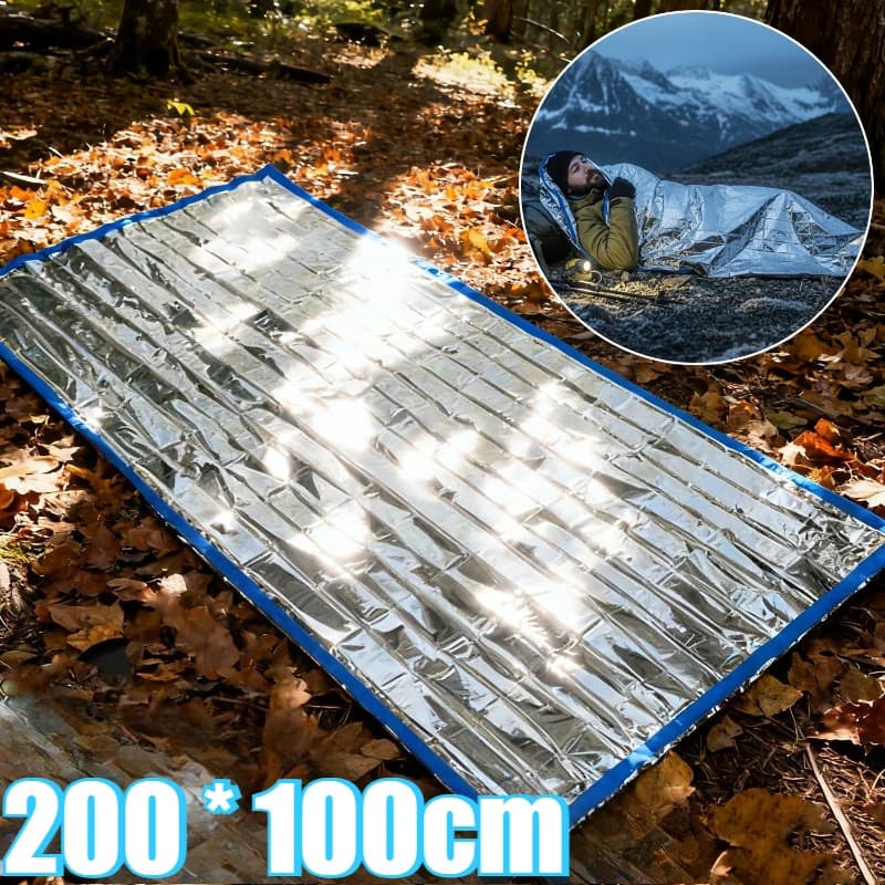 Adult sleeping bag Winter survival blanket Reflective thermal emergency Silver Camping Hiking Rescue Security Thermal protection