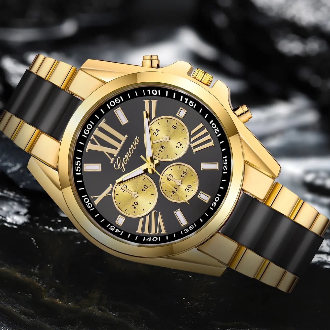 Men's Fashionable Luxury Men's Watch Gold Plated Stainless Steel Bracelet High Quality With Calendar Quartz Watch Men's wrist watch Relogio