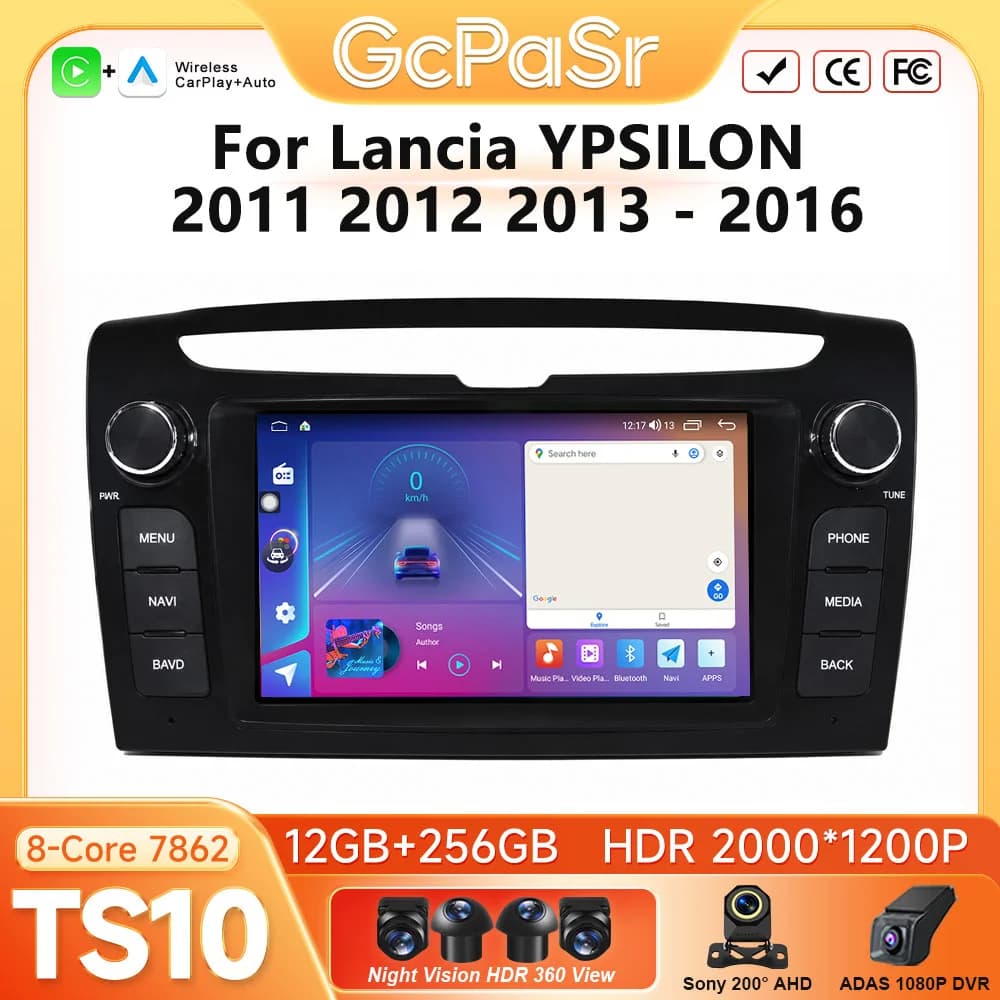 Android Auto CarPlay For Lancia YPSILON 2011 2012 2013 - 2016 Car Radio Car Intelligent Systems Screen GPS Navigation BT 2K DVD