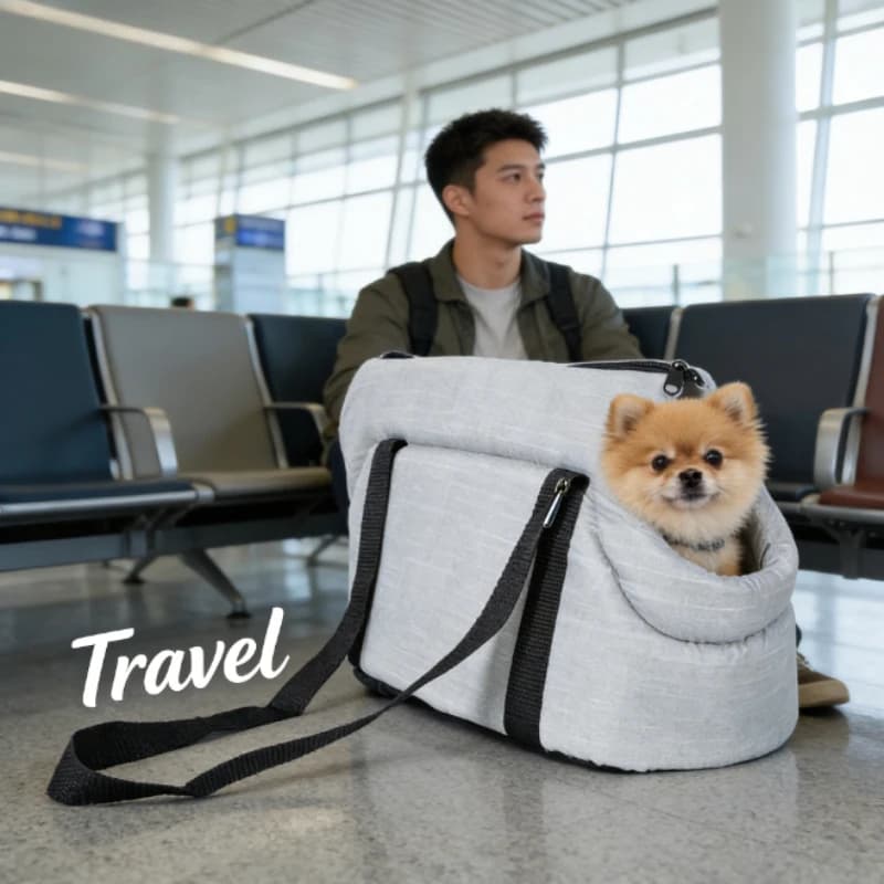 Zaino Trasportino Pieghevole per Animali Domestici, Borsa a Tracolla Traspirante per Gatti e Cani, per Viaggi, Uso Esterno e in Auto