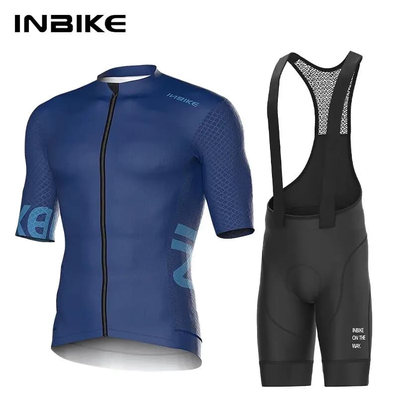 Men's Cycling Knife INBIKE Road Bike Shorts Short Sleeved Cycling Shorts with Full Zipper Set of Breathable Summer Cycling Mesh