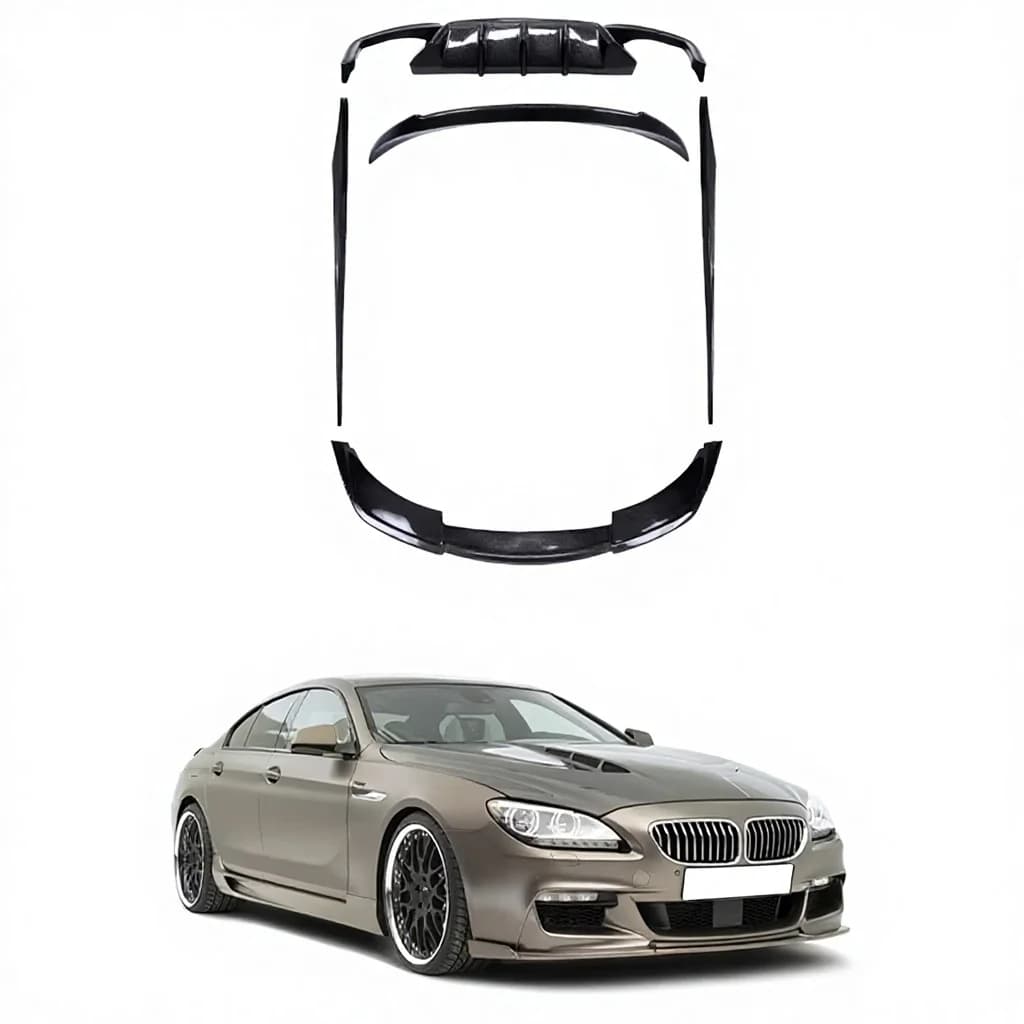Kit in fibra di carbonio Dream Garage 2014 Up per Serie 6 F06 F12 F13, da trasformare in M6 M Sport: splitter anteriore, diffusore, minigonne laterali e spoiler.