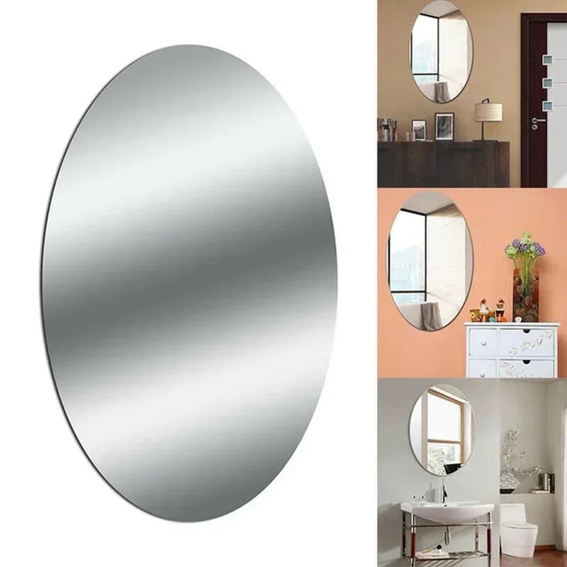 1 Pezzo Adesivo Murale a Specchio in Acrilico Rimovibile, Quadrato o Ovale, Autoadesivo, Decorazione Artistica per Cameretta, Bagno, Soggiorno