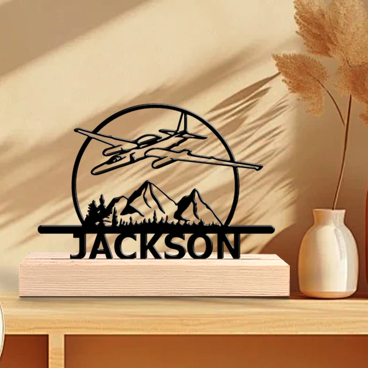1pc Interesting Desktop Metal Statues Custom Name Equipped with Wooden Base Desktop Decorations,Office Decorations