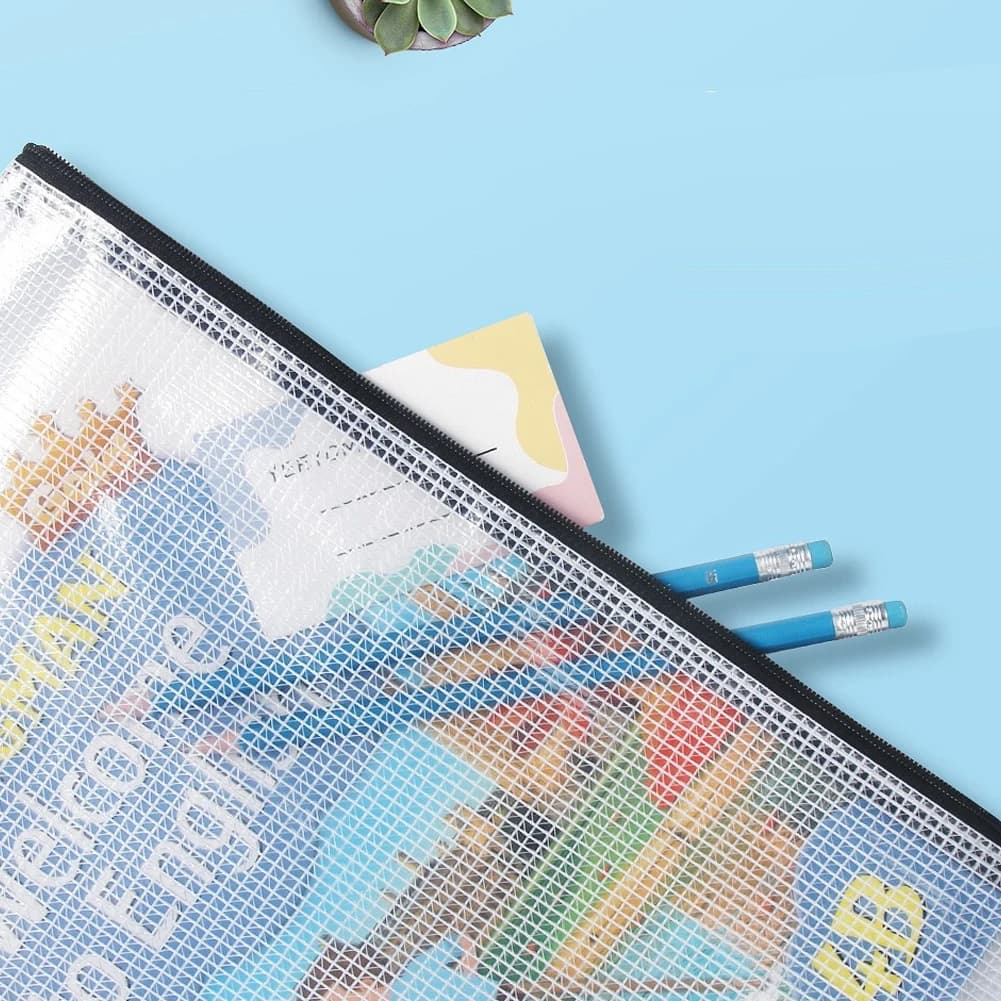 10 Pezzi Buste a Rete con Cerniera A5 A6, Cartelle Portadocumenti in Plastica con Zip, Organizzatore per Documenti per Scuola, Ufficio, Viaggi, Borse Portaoggetti